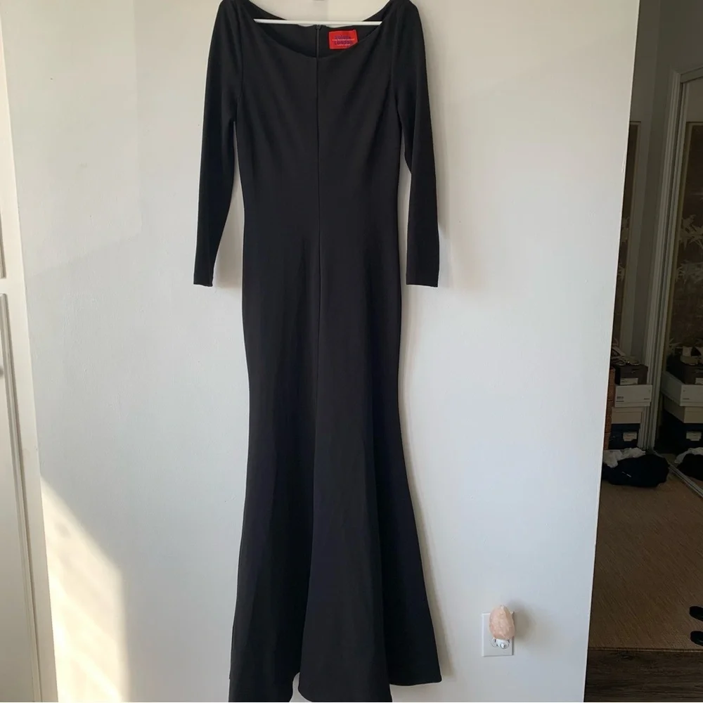 NWT Solace London Perrine Boatneck Bateau Long Sleeve Maxi Dress Gown Black